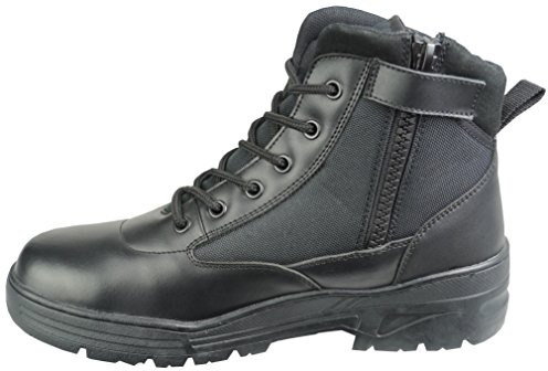 Savage Island Combat Boots Black Leather Mid Height Side Zip