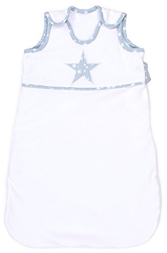 babybay Schlafsack Organic Cotton, weiß Applikation Stern azurblau Sterne weiß