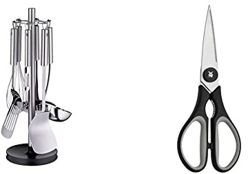 WMF 1876709990 Set Con Supporto Per Accessori, Acciaio Inossidabile & 18.7920.6100 Forbice Universale, Nero