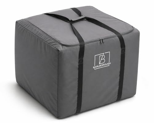 Barlborough Garden Cushion Protective Storage Bag Cover | Square Large 80 x 80 x 60cm | Waterproof Resistant with Zips for Outdoor Furniture Sofa Cushions Grey