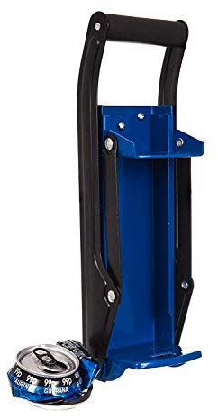 GLOW Premium Wall Mounted 2 in 1 Can Crusher and Bottle Opener – Heavy Duty Blue Large 16oz 500ml Aluminium Drinking Tin Can Kitchen Recycle Tool with Soft Grip Foam Handle Bottle Opener