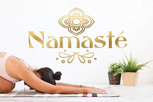 tjapalo® pk222 Wandtattoo Namaste gold Yoga Sprüche Buddah Wandaufkleber indisch Wandtattoo Jugendzimmer Mädchen, Farbe: hellrosa, Größe: B58xH32cm