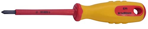 SW Stahl Cacciavite Isolato VDE PH1 x 80 mm Giravite a Croce 33100L-PH1 | Utensile manuale isolato per elettricisti fino a 1000V, punta a croce di precisione con impugnatura ergonomica antiscivolo
