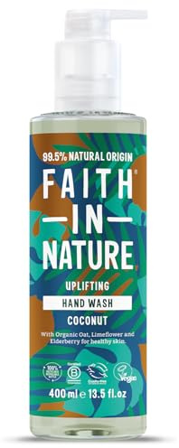 Faith In Nature Organic Coconut Liquid Hand Wash, Uplifting, Vegan and Cruelty Free, No SLS or Parabens, 400 ml