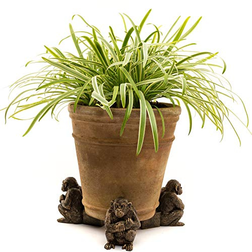 Potty Feet Figuras de chimpancé para macetas, Hechas a Mano, Soporte para macetas, Adornos Decorativos Hechos a Mano, 3 Piezas