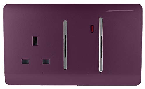 Trendi Artistic Moderne Brillant 45 A Interrupteur et prise de courant avec insert néon Prune