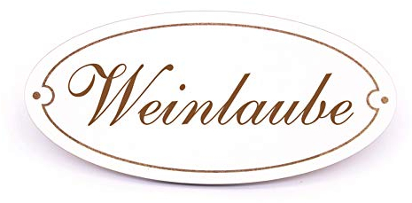 Schild Türschild Oval - Weinlaube - selbstklebend graviert Gartenschild 15x7cm