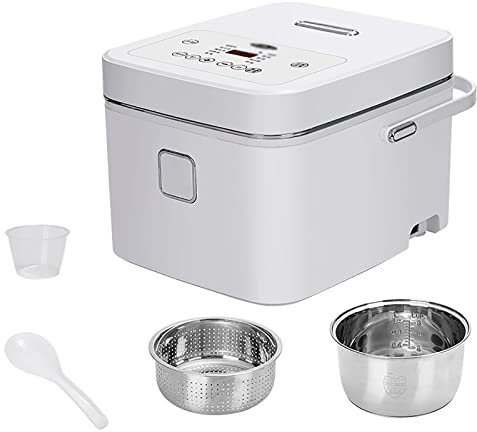 Cuisinière à riz & Low Sugar Lek Riz Pot 3L Capacité de grande capacité 304 Doublure antiadhésive en acier inoxydable for dortoir familial for 1~4 personnes Rice Cooker (Color : White)