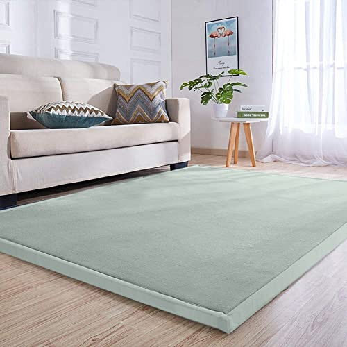 Loartee 3 cm Krabbeldecke Kind, 150x200 cm korallenrote Samt-Kinderteppich | Hellgrün, Spielmatte, Kinderzimmer, Pflegeleicht, langlebig, Weich Kuschelig