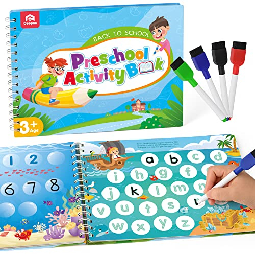 Coogam, Bleistiftsteuerung, Arbeitsbuch, zum Schreiben Lernen, Alphabet, ABC, Buchstaben, Zahlen, Handschrift, Feinmotorik, Montessori, pädagogisches Spielzeug, Geschenk für Vorschulkinder