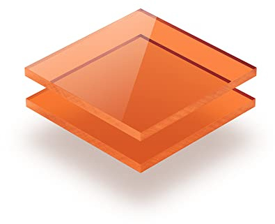 Acrylglasplatte Getönt orange 5 mm - Rechteck in Abmessungen von 10x10 cm bis 110x230 cm. UV-beständig, hochwertiges PMMA, Schutzfolie an beiden Seiten, ohne scharfe Kanten.