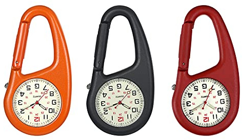 Avaner Taschenuhr mit Karabiner Karabineruhr mit leuchtendes Zifferblatt, leuchtende Zeiger, Mattes Gehäuse Unisex FOB Analog Quarzwerk Krankenschwesteruhr für Klettern Sport