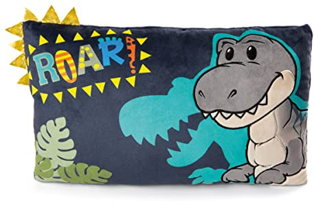 NICI Cuscino Dino Tony-Rex 43 x 25 cm – Cuscino Rettangolare con Simpatico Disegno di Dinosauro, Cuscino Decorativo per Bambini e Adulti, 48819, Idea Regalo, Blu