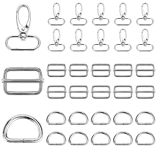 30 Stk Schlüsselanhänger D-Ringen,Schwenkverschluss Karabinerhaken Hummer und Schlüsselanhänger Set,Schwenker Schlüsselring Verschluss Schwenk 360° Drehbar Karabinerhaken Für Lanyard Handwerk Silber