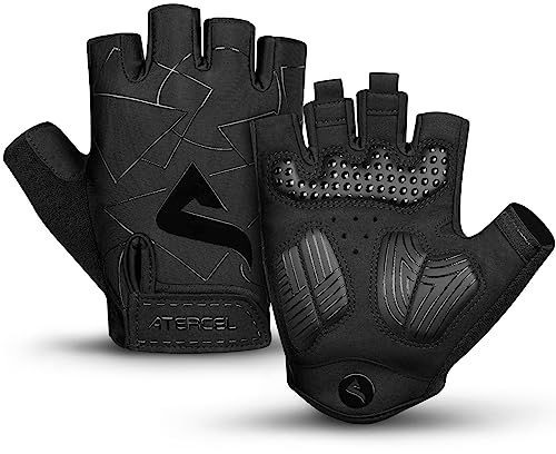 ATERCEL Fahrradhandschuhe Halbfinger für Herren Damen - Radsporthandschuhe MTB Handschuhe mit SBR-Polsterung für Radfahren, MTB, Fitness (L)