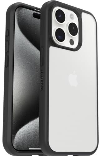 OtterBox React Series Case for iPhone 15 Pro, Shockproof, Drop proof, Ultra-Slim, Protective Thin Case, Tested to Military Standard, Clear/Black