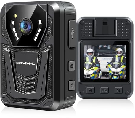 CAMMHD F6-64GB 4K-Körperkamera, arbeitet 12–14 Stunden und hat Ultra-Nachtsicht, wasserdichte Body Cam mit Audio- und Videoaufzeichnung, H.265-Videocode Polizei Bodycam für die Strafverfolgung