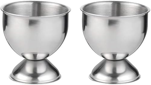 2 Pcs Silver Stainless Steel Egg Cups Holders Egg Tray for Soft Boiled Eggs Kitchen Tool Egg Cups Dishware and Serving Pieces