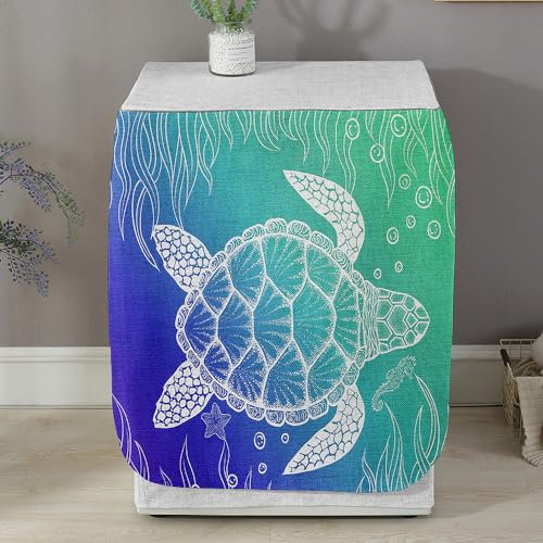 Highdi Housse de Protection pour Machine à Laver - Chargement Frontal Housse La Poussière avec Ouverture Frontale pour Linge Domestique (Capacité S 6~7.5KG,Tortues de mer 4)
