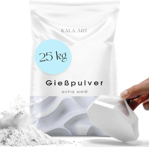 KALA ART Gießpulver Weiß 25kg - Gips zum Basteln für Silikonformen - Hochwertiges Reliefgießpulver (Bastelbeton) - Modelliergips zum Gießen für Deine kreativen Projekte