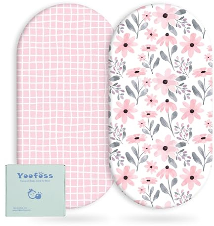 Yoofoss Lenzuola per Carrozzina 2 Pezzi Lenzuola Carrozzina Neonato Sotto Ultra Morbide e di Alta Neonato 38x77 cm 41x81 cm 40x90 cm per il Cambio Cesto Moses Culla Utilizzabile