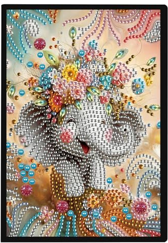 DCIDBEI Carnet Peinture Diamant A5 Carnets Vierges Éléphant Fleur Anime Diamond Painting Carnet de Notes A5 Cahier d'écriture Journal Relié Carnet de Croquis Broderie Diamant Carnet de Notes Noël