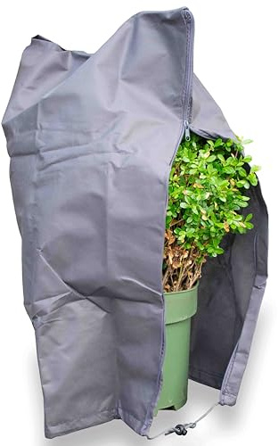 schlauchmeister 24 ... wir leiten's durch ... Premium XXL Winterschutz für Pflanzen grau Kübelpflanzen Winterschutzcover draußen Haube 60 x 80 cm Reißverschluss Zugband Pflanzenschutzhaube