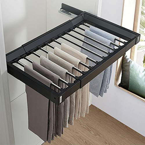 GLMGBP Estraibile cassetto Guardaroba Porta Pantaloni con Sistema Buffer Binario Scorrevole Regolabile per Armadio Sciarpa Jeans stoccaggio 60 85 cm Larghezza organizzatore salvaspazio