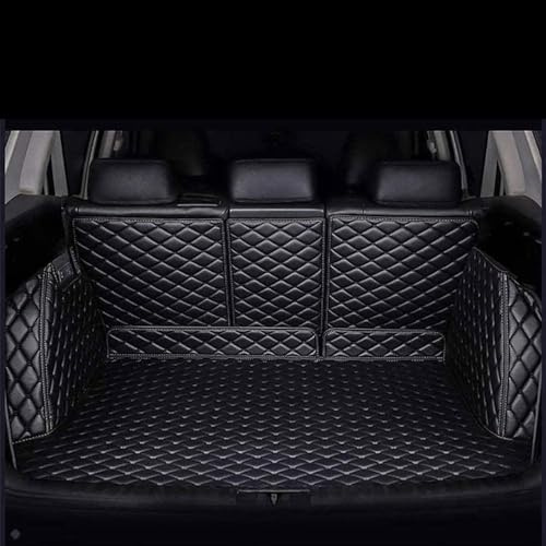 HNJDM Auto Leder Kofferraummatten für VW Touran II (2) 2015-2024,Vollabdeckung Antirutsch Wasserdicht Kofferraumwanne Schutzmatte Interieur Teppiche Zubehör,Black