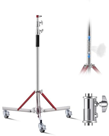 VEVOR Support d'éclairage robuste avec roulettes, hauteur maximale 320 cm, trépied de photographie réglable en acier inoxydable, pour boîte à lumière de studio, monolight, prise de vue avec réflecteur
