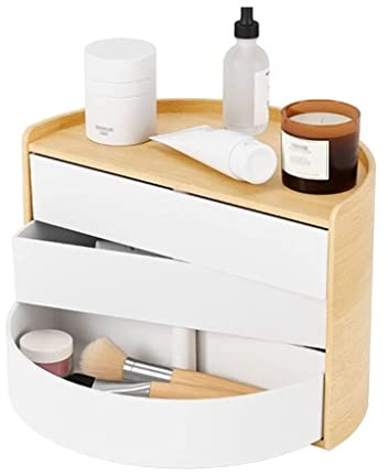 GSZCCZS Uhrenetui, Ohrring-Halskette, Uhren-Aufbewahrungsbox, halbkreisförmige hölzerne 180-Grad-3-drehende Schmuck-Aufbewahrungsbox, Uhrenbox