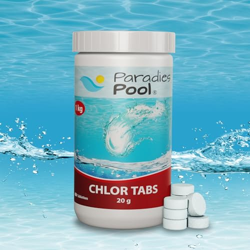 Paradies Pool 1 kg Chlortabletten 20g Desinfektion Chlortabletten für Pool, schnell löslich, Qualität aus Europa