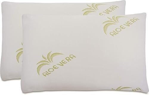 Generico Coppia di Cuscini in Memory Foam,guanciali Modello Saponetta, Fodera in Aloe Vera CM 50X80X11