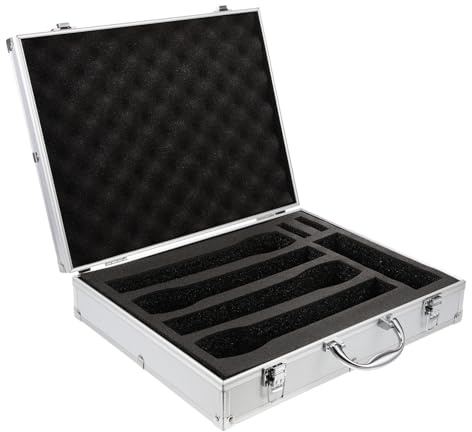 BESPORTBLE White Aluminium Alloy Microphone Carrying Case with Handle | Stores 4 Mics, Foam-lined Interior, Travel-ready Box for Wireless Sets