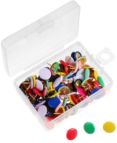 KICHOUSE 200stücke Bunte Pushpins Mit Flachem Kopf Kartenmarkierungen Für Pinnwände Korktafeln Schulprojekte Und Bürobedarf Praktische Kunststoff Und Metallkombination