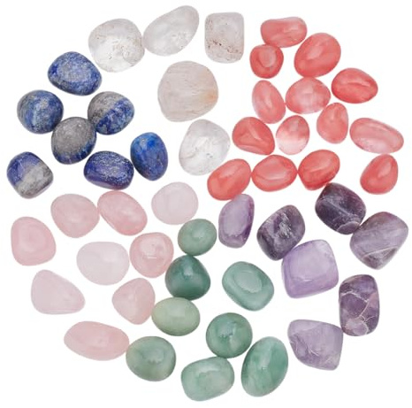 GOMAKERER 420g 6 Stili Pietre Burattate Cristalli, Pietre Sintetiche Naturali Lucide Perline di Pietre Preziose Chakra Assortite per Lavori Fai Da Te, Acquario, Stagno, Decorazione Della Casa