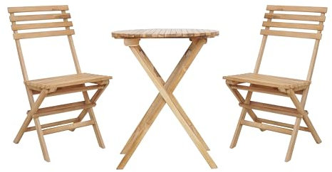 AXI Rae Bistroset 3-teilig, Braun | Bistrotisch mit 2 klappbaren Stühlen, 100% Teakholz | Bistro Gartenmöbel Set für Garten/Balkon/Terrasse | Balkonset/Sitzgruppe