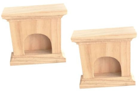 Gogogmee 2 Pièces Mini Cheminée Bois Naturel Accessoire Miniature Décoratif pour Maison de Poupée Modèle de Cheminée Réaliste pour Décoration Intérieure