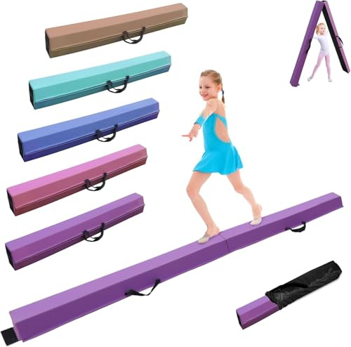 SportBob schwebebalken Kinder Schwebebalken klappbar Balken Gymnastik 240/270/300cm PU Leder schwebebalken für zuhause balancierbalken Balance Beam Training Beam für Kinder, Fitness/Training/Turnen