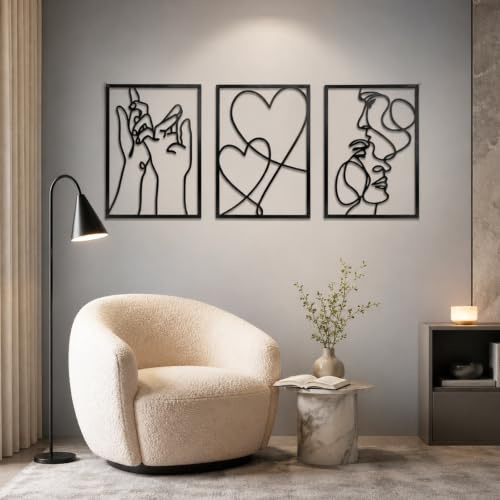 OJTOJT Wandbild 3er Set Leinwandbild Moderne Wanddeko – Dandelion oder Paar Motiv Schwarz Weiß Poster – Wohnzimmer Schlafzimmer Büro Café Minimalistische Wanddekoration ohne Rahmen（28x40cm-Schwarz）