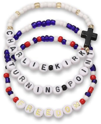Miss Pink Charlie Kirk Merch 3Pcs Charlie Kirk Bracelet Freedom Turning Point Memorabilia Merchandise Shooting Hero Freedom Merch USA Bracelets Wristbands for Men Women