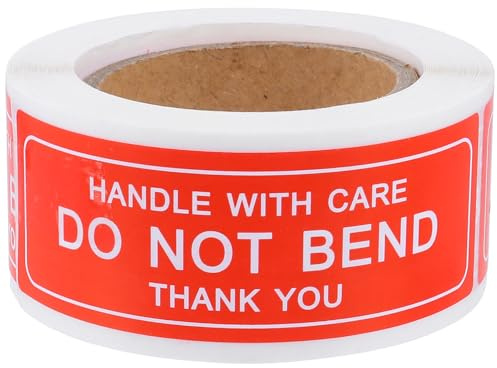 Cabilock 150 piezas Etiquetas Adhesivas Rojas Frágiles Rollo de Unidades Pegatinas de Envío con Mensaje Handle With Care para Embalaje y Transporte Seguro