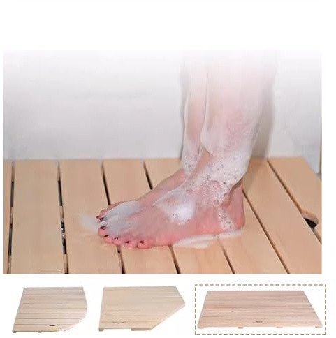Générique Tapis de Bain antidérapant en Bambou - Tapis de Douche résistant à l'eau, caillebotis rectangulaire en Bois Durable, Finition Personnalisable pour Salle de Bain et Douche, 60 x 80 cm