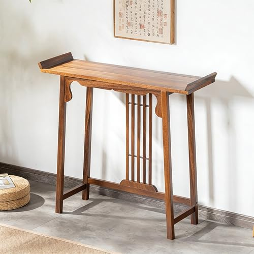 BeiJingYZ Consola Recibidor Estrechas de Madera de Nogal, Recibidores de Entrada de Estilo Chino con Extremos Redondeados, Mesa Consola para Pasillo, Detrás del Sofá(103x32x92 cm/41x13x36 in)