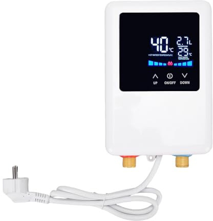 Garosa Chauffe-Eau électrique 3000 W avec écran Tactile LCD et Thermostat de Conversion de Fréquence pour Eau Chaude Instantanée dans la Cuisine et la Salle de Bain (Prise UE 220V)
