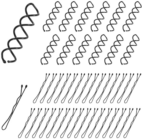 WJIAAA 120 stycken hårnål, 20 st spiralhårklämma 100 st bobby stift 3,5 cm, hårklämma tillbehör hårspiraler hårklämmor för hårstyling lämplig frisyrhjälp gör-det-själv (svart)
