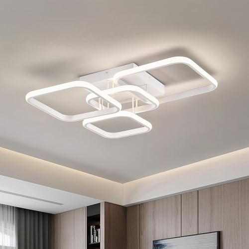 Qamra Moderne LED Deckenleuchte,60W Wohnzimmerlampe Weiß Deckenlampe | 57CM 4000K LED Lampe für Wohnzimmer Schlafzimmer Esszimmer Küche