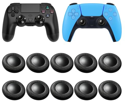 Thumb Grip Joystick Caps for PS5/PS4 Controller, 10 Pcs Non-Slip Laser Textured Grip Design for PS5controller Thumb Grips, Stick Replacement Caps with PS5/PS4 Controllers, Black