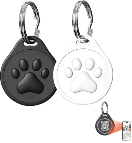 Teegxddy 2 Stück Hundezubehör,Mit QR-Code Hundetracker,Hundemarke mit Gravur,Anti-Verlust-Haustier-Marke,Intelligente(Schwarz + Weiß)