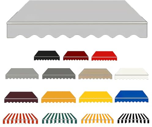 Generico Telo di Ricambio per Tenda da Sole Manuale con Mantovana,Copertura in Tela Impermeabile, Tessuto Retrattile,Telo Sostitutivo per Tenda da Patio, Parasole da Giardino,Light Gray,400x300cm